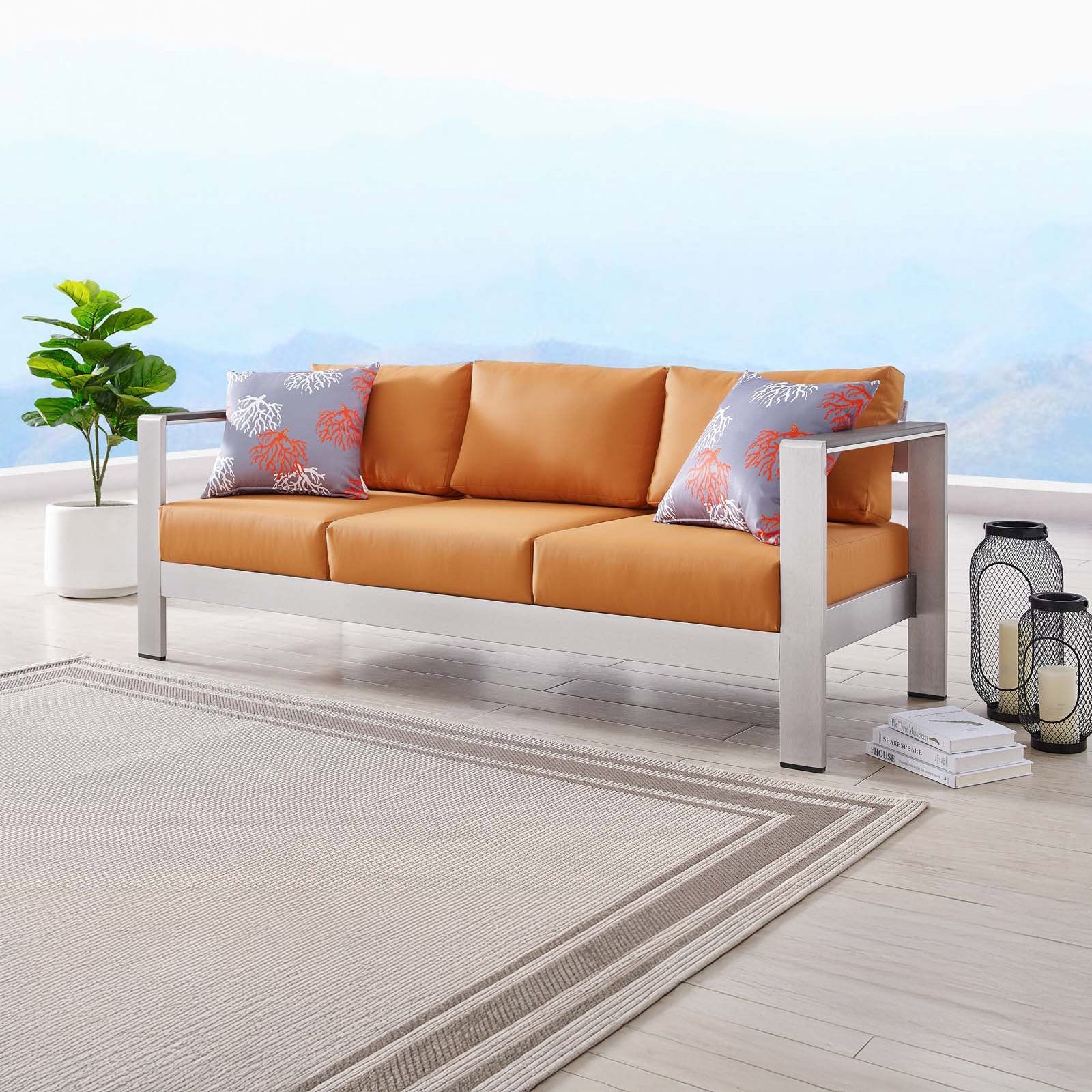 Contemporary Aluminum Outdoor Sofa