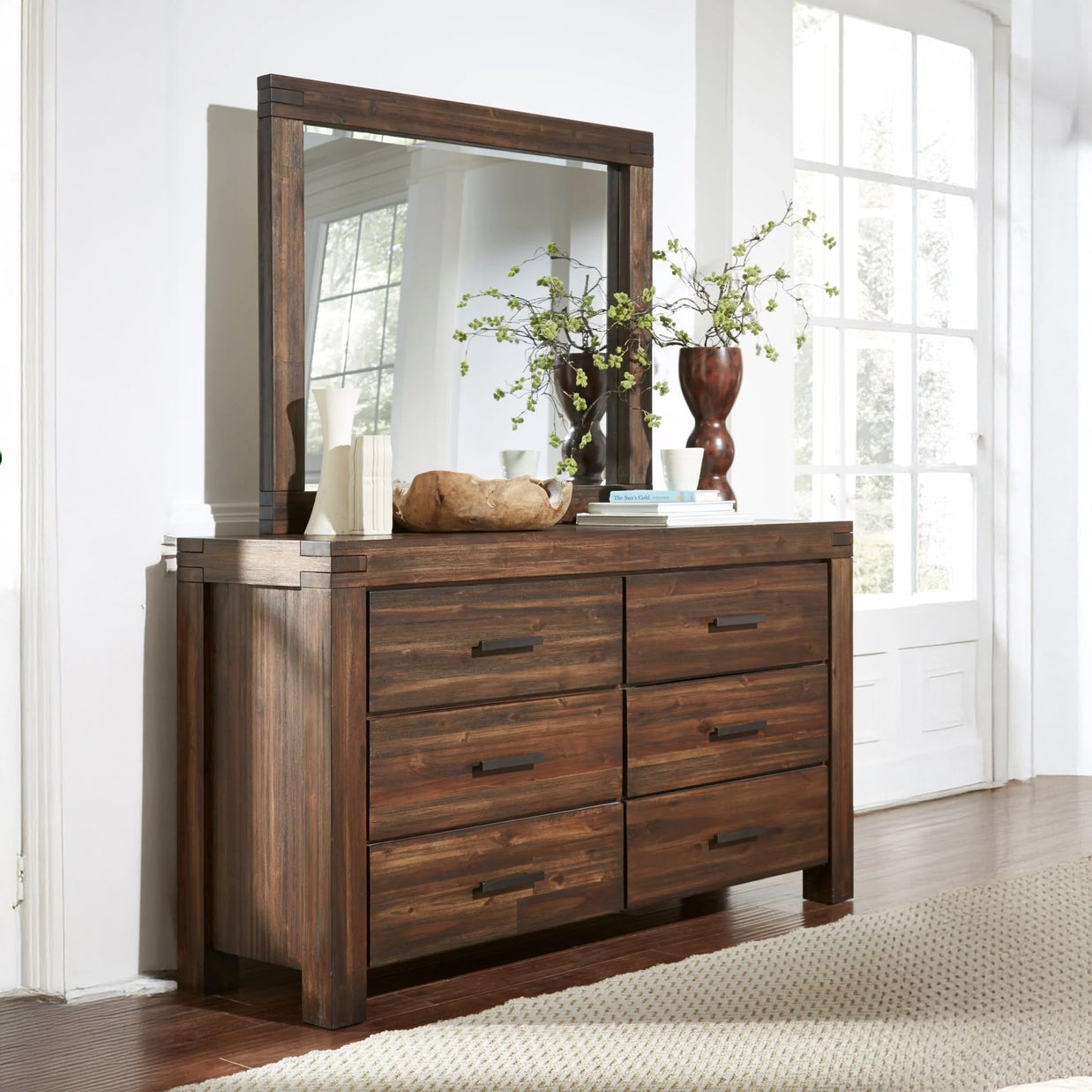 Brown solid Acasia wood Dresser
