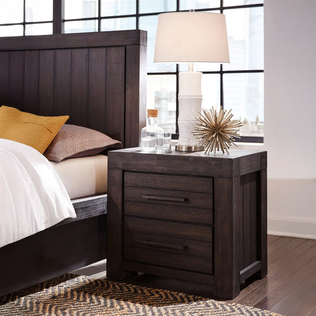 Basalt Gray Solid Acacia Nightstand