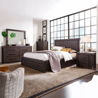 Storage Basalt Gray Solid Acacia 5 PC Bedroom Set