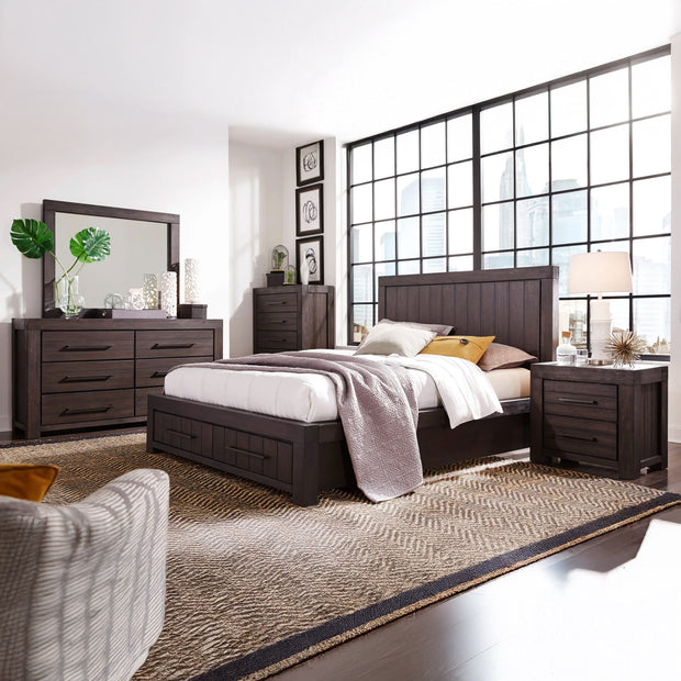Storage Basalt Gray Solid Acacia 5 PC Bedroom Set