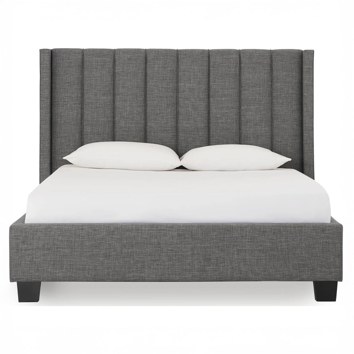 Dark stone wingback bed