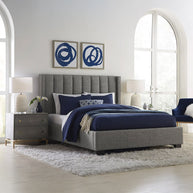 Dark stone wingback bed