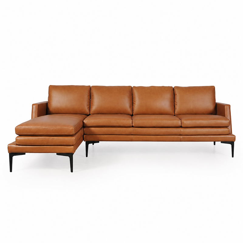 Contemporary Top-Grain Italian Leather Sectional