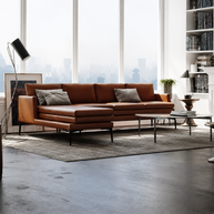 Contemporary Top-Grain Italian Leather Sectional
