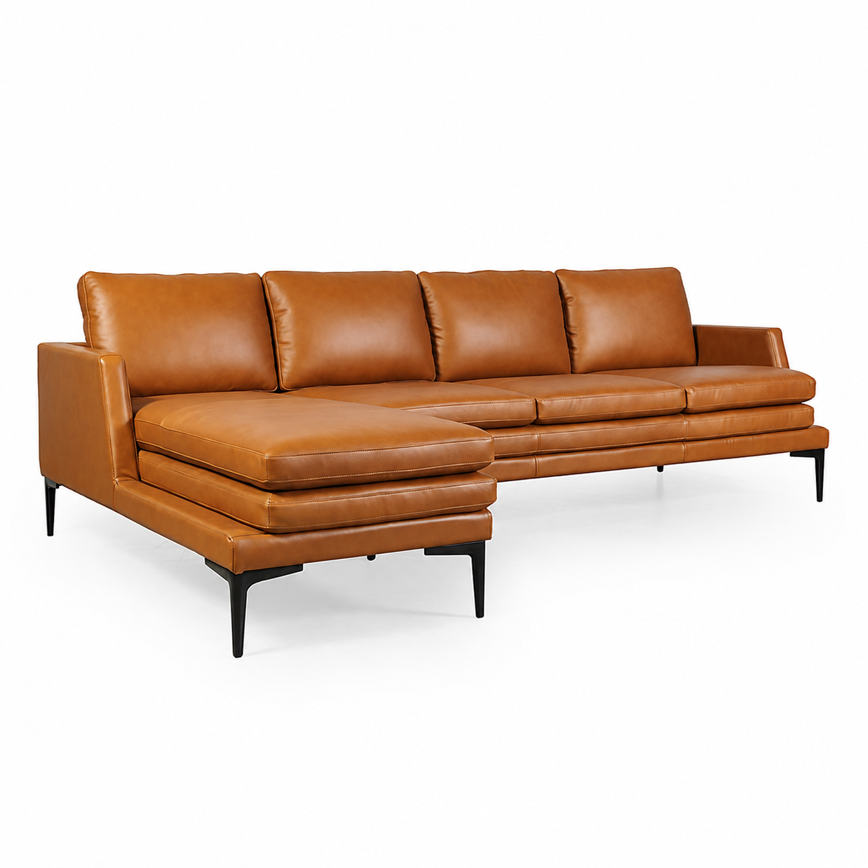 Contemporary Top-Grain Italian Leather Sectional