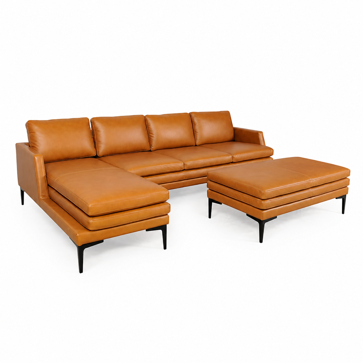 Contemporary Top-Grain Italian Leather Sectional
