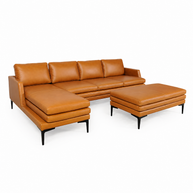 Contemporary Top-Grain Italian Leather Sectional
