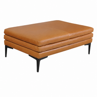 Contemporary Top-Grain Leather Ottoman