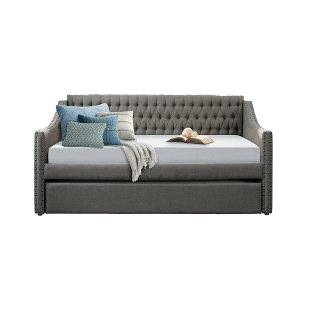 Curved Button Tufted Daybed w/ Trundle