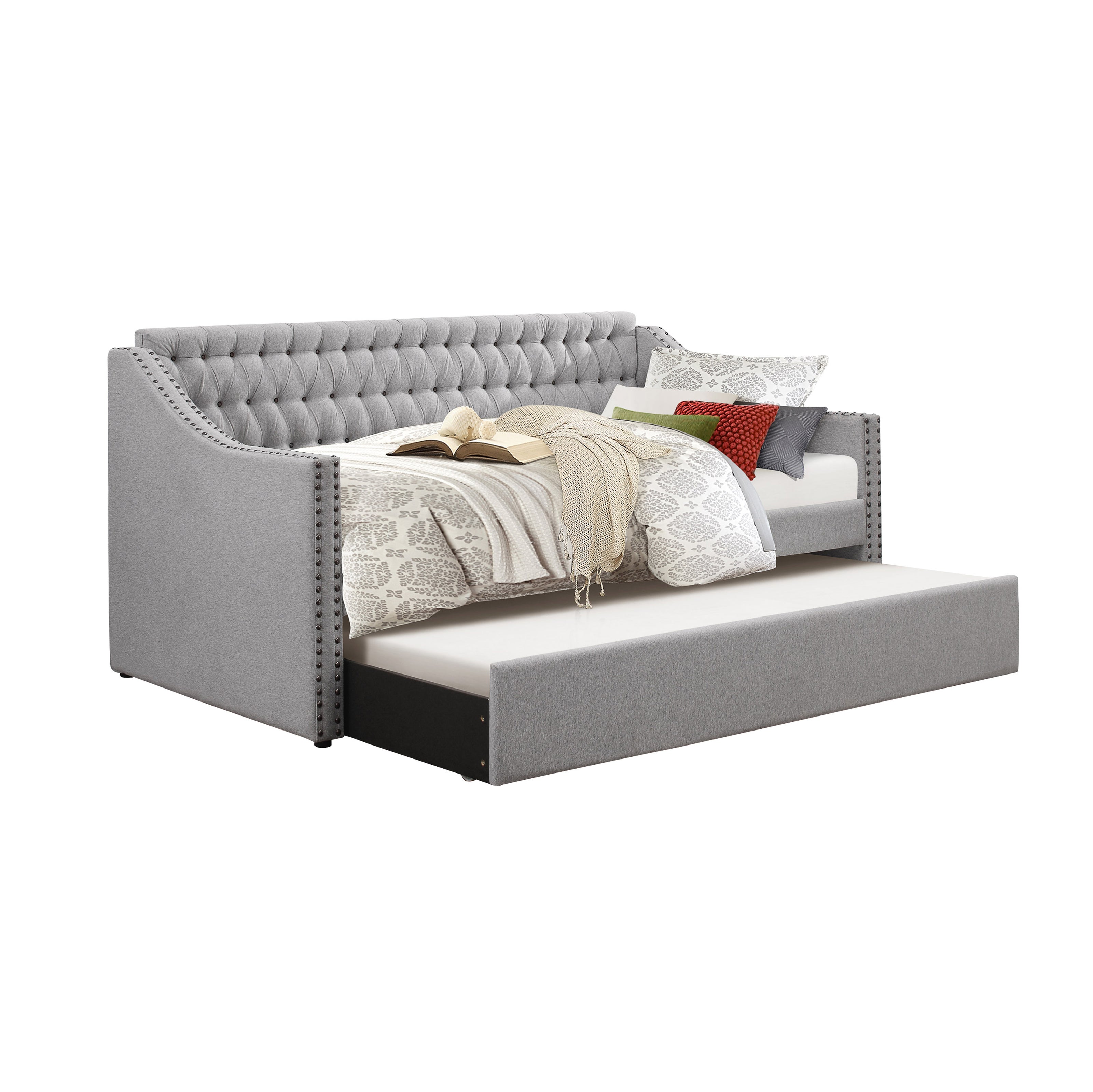 Curved Button Tufted Daybed w/ Trundle
