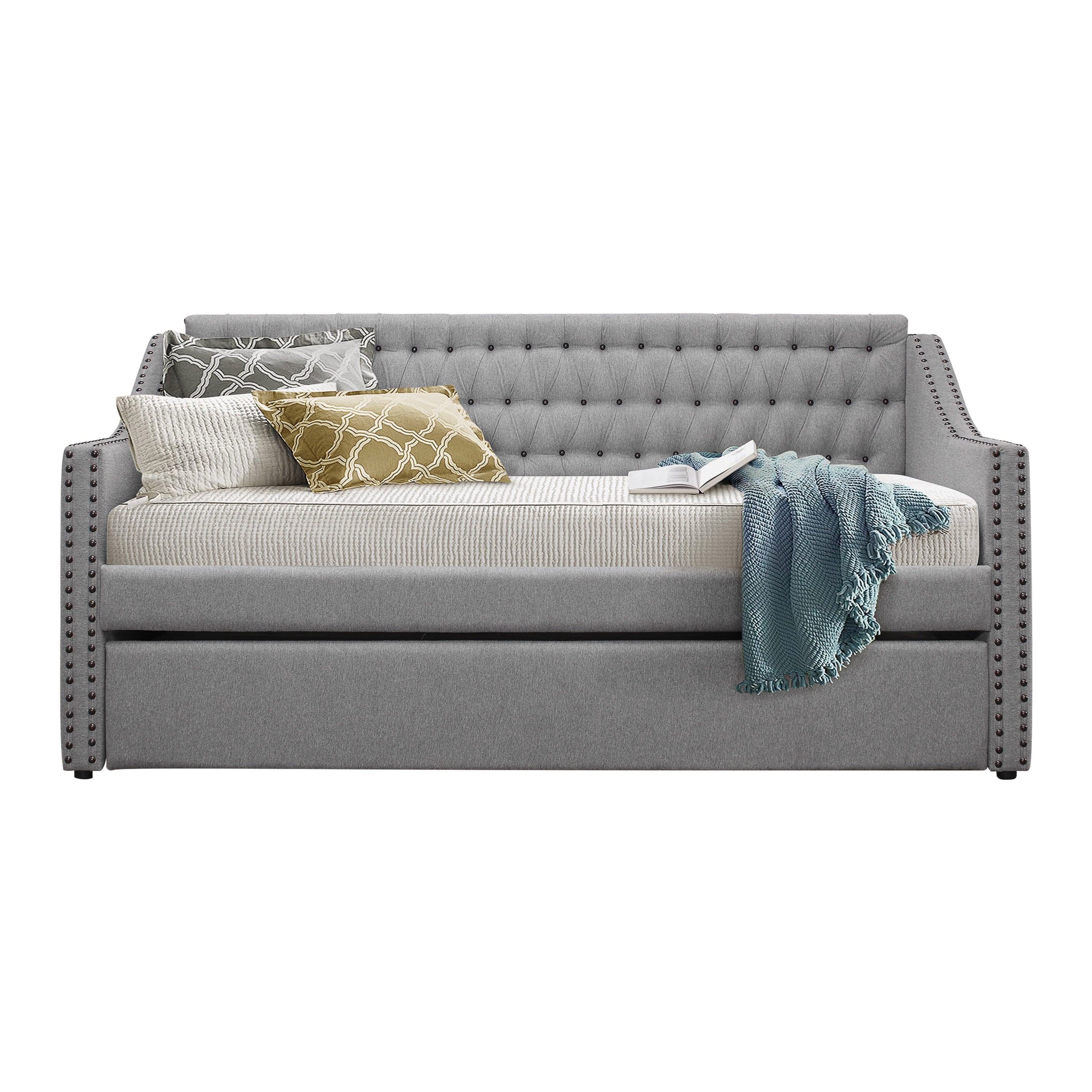 Curved Button Tufted Daybed w/ Trundle