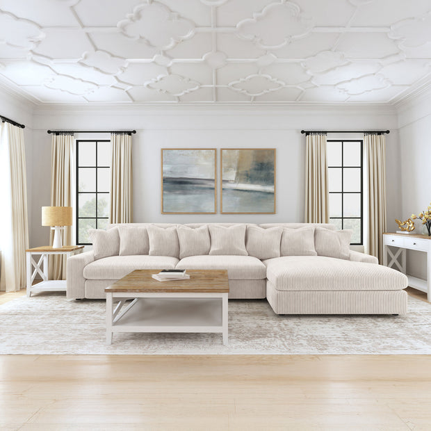 3 Piece Reversible Corduroy Sectional Sofa