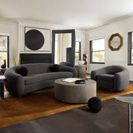 Plush Boucle Fabric Curved Sofa