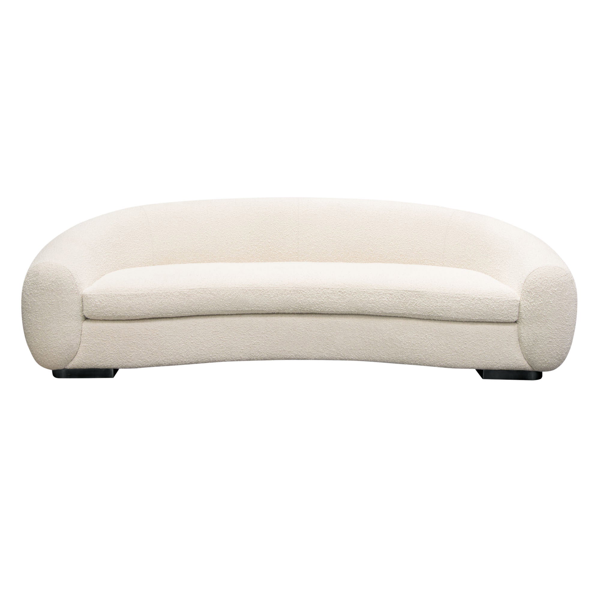 Plush Boucle Fabric Curved Sofa