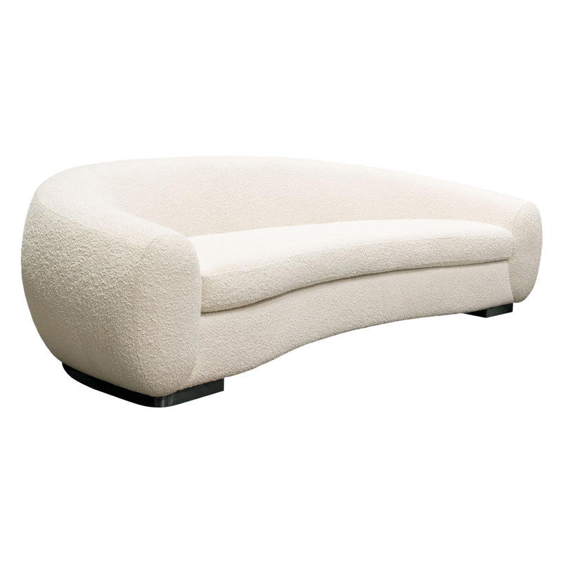 Plush Boucle Fabric Curved Sofa