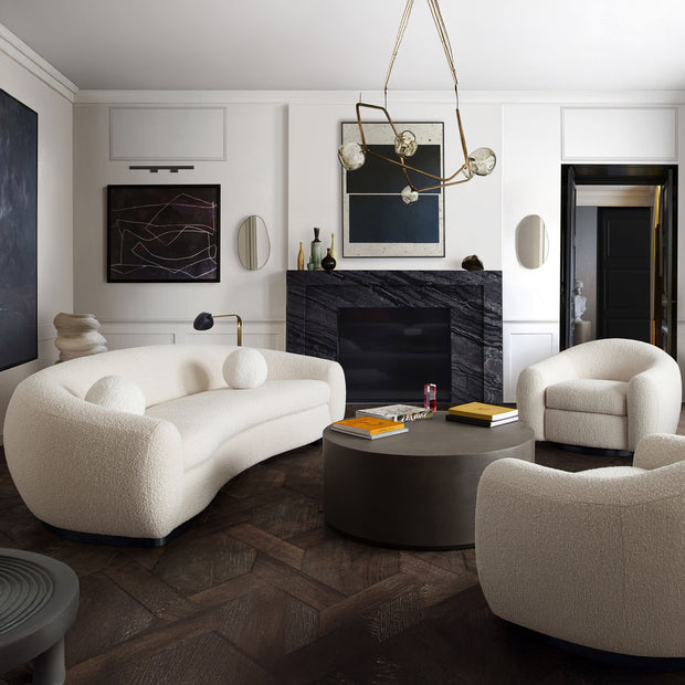 Plush Boucle Fabric Curved Sofa