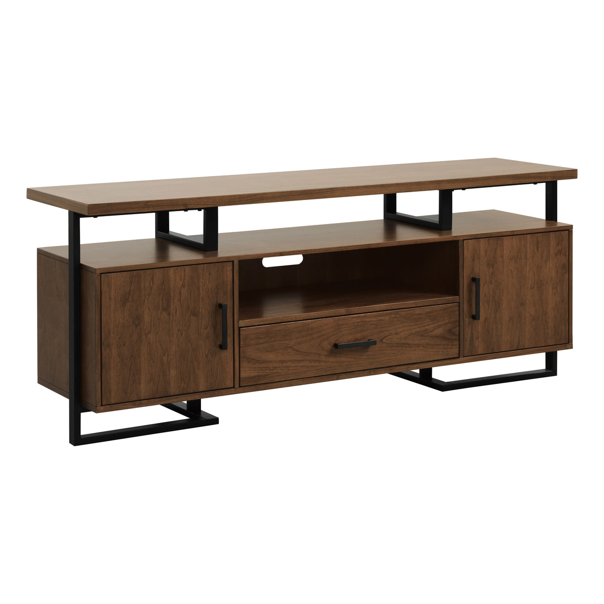 Industrial Walnut & Metal TV Stand
