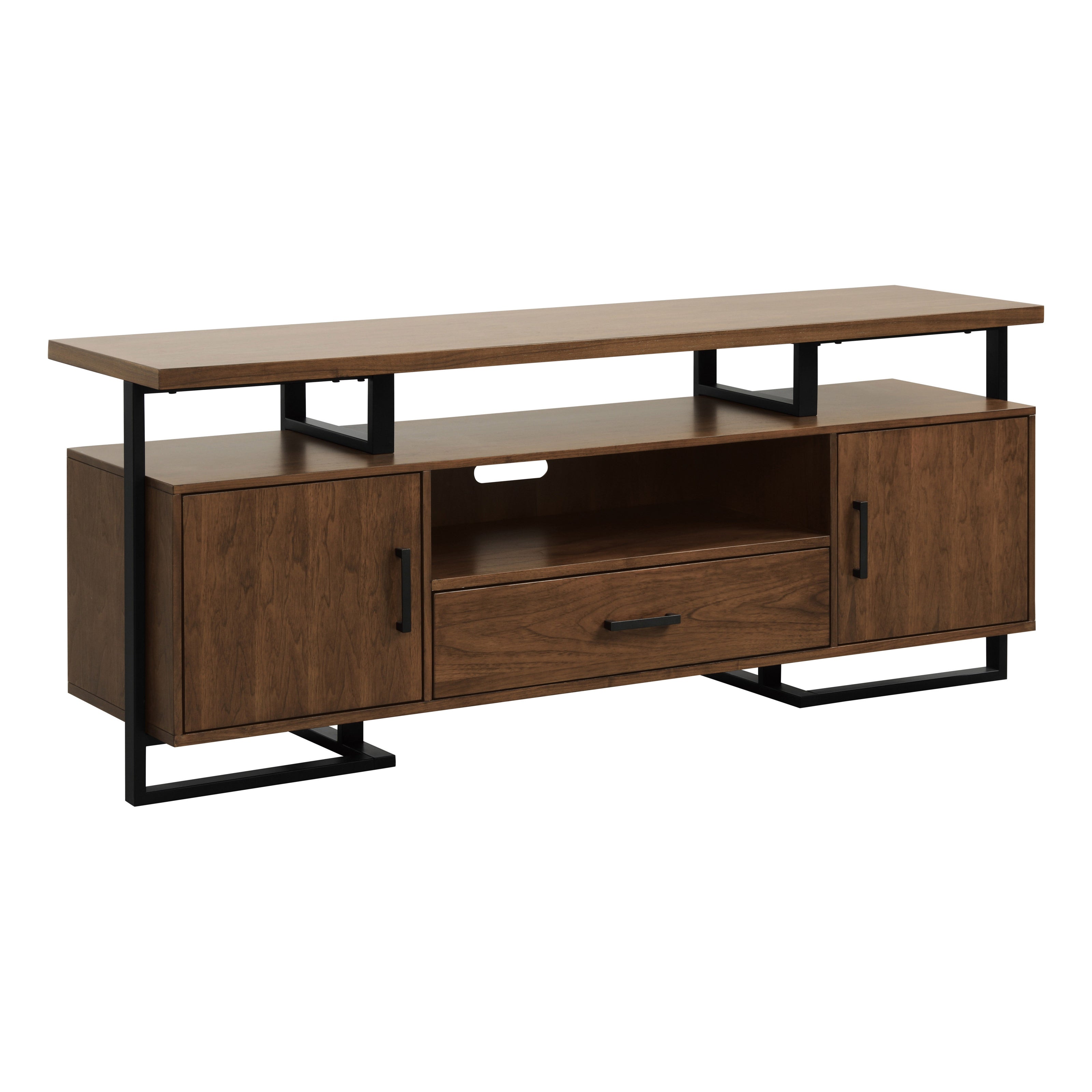 Industrial Walnut & Metal TV Stand