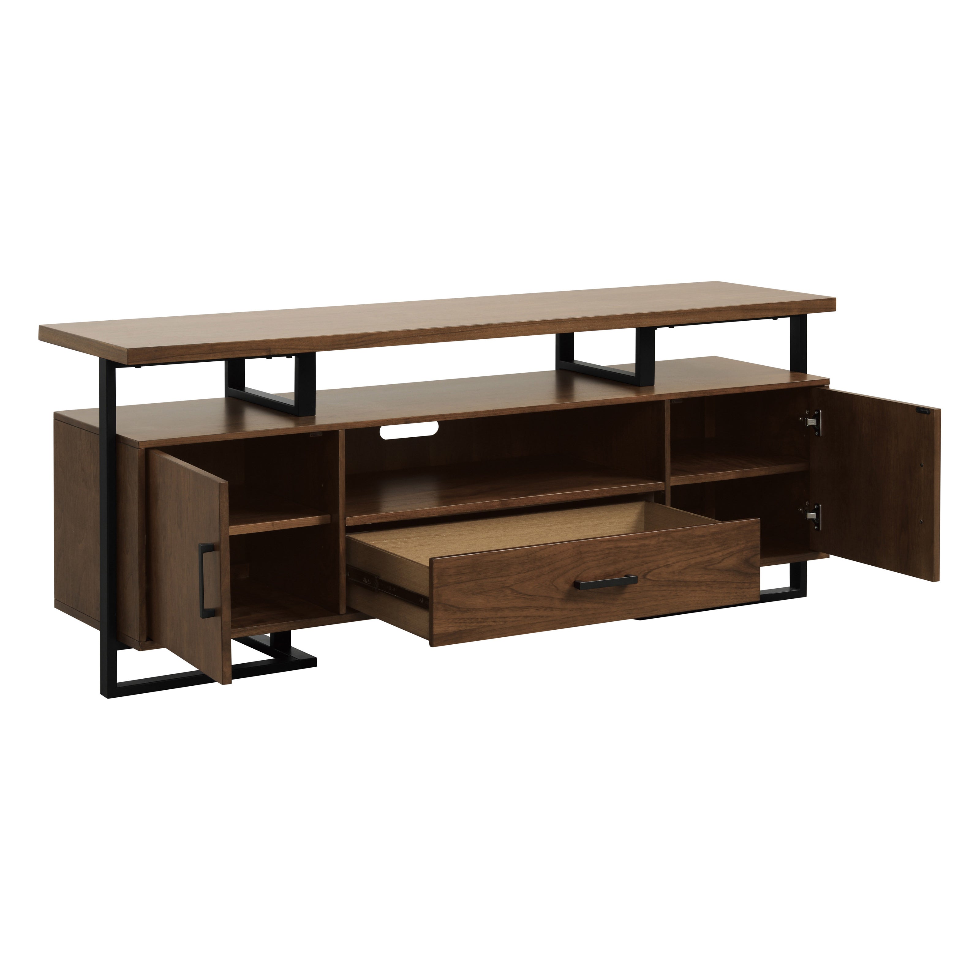 Industrial Walnut & Metal TV Stand