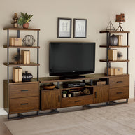 Industrial Walnut & Metal TV Stand