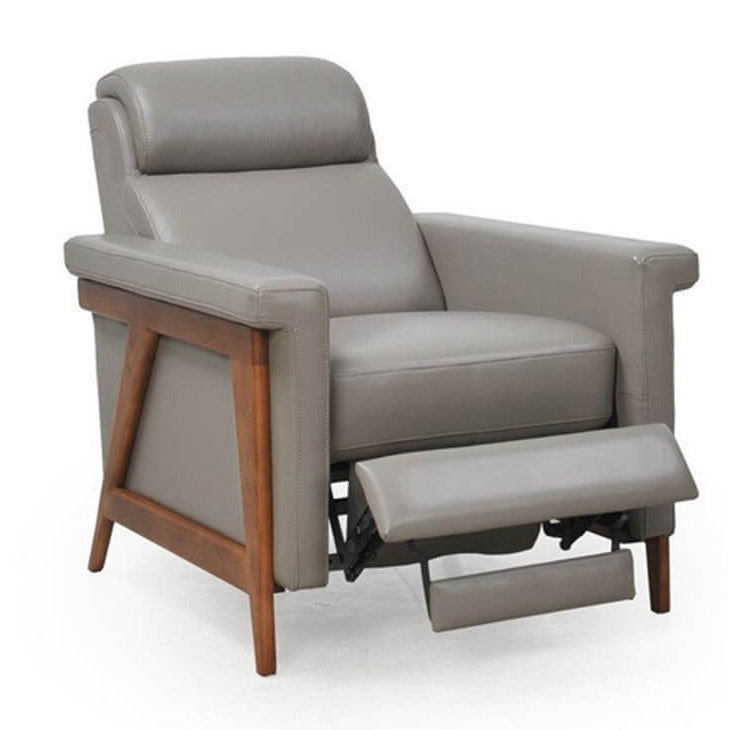 Contemporary Gray Italian Leather Recliner Chair
