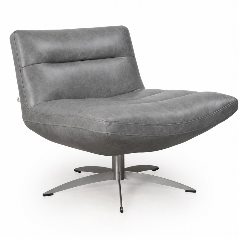 Gray Genuine Italian Leather Swivel Chair