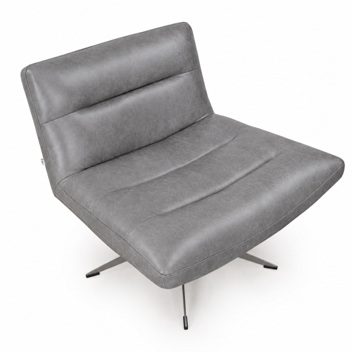 Gray Genuine Italian Leather Swivel Chair