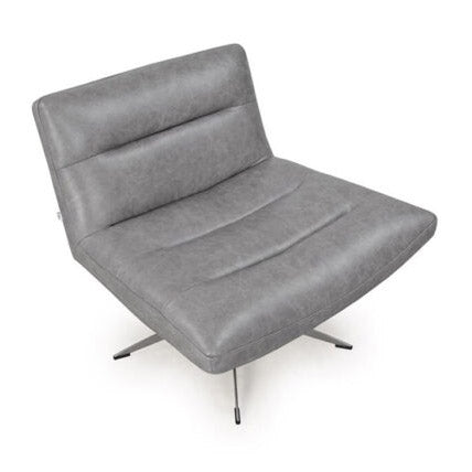 Gray Genuine Italian Leather Swivel Chair