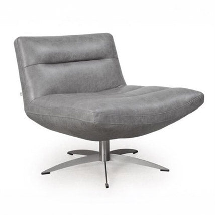Gray Genuine Italian Leather Swivel Chair