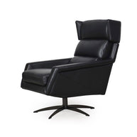 Contemporary Top-Grain Leather Swivel Accent Chair