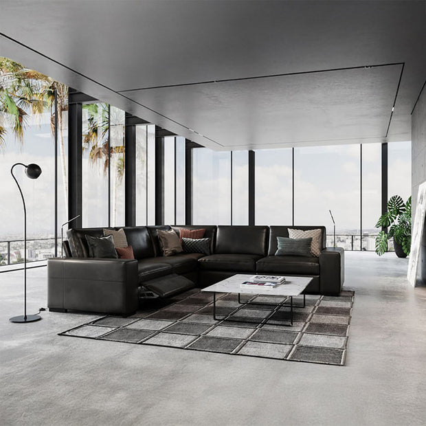 Contemporary Black Italian Leather Sectional
