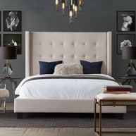 Low-Profile Button Tufted Bedframe