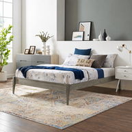 Gray Wood Platform Bed Frame