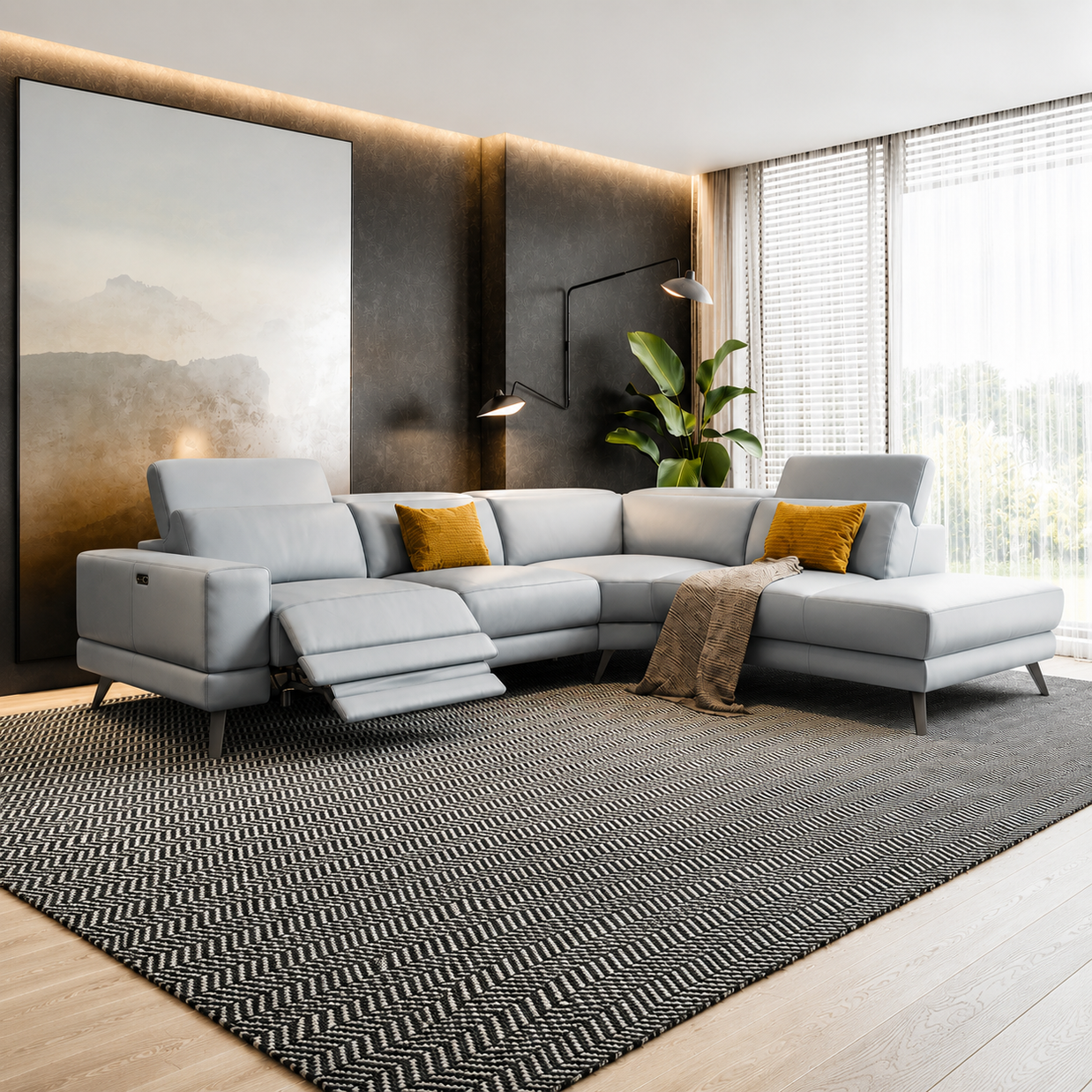 Genuine Leather Power Reclining Sectional