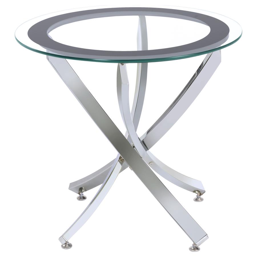 Chrome & Black Glass Top End Table