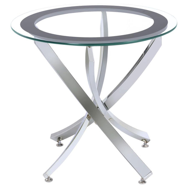 Chrome & Black Glass Top End Table