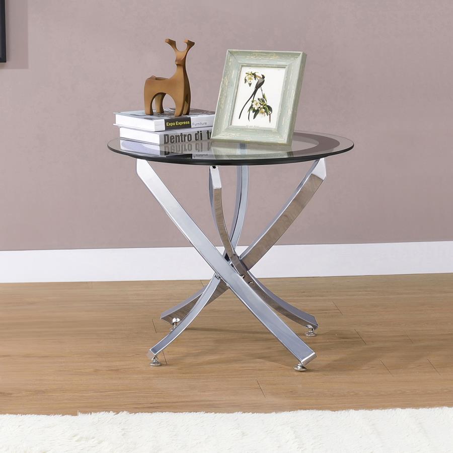 Chrome & Black Glass Top End Table