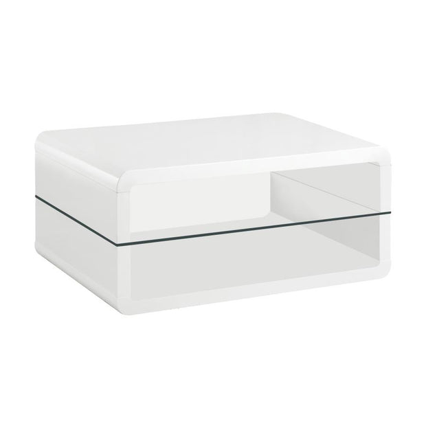 Contemporary Glossy White & Glass Coffee Table
