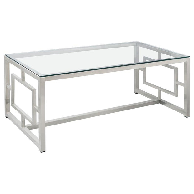 Rectangular Nickel & Glass Coffee Table