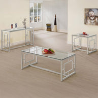 Rectangular Nickel & Glass Coffee Table