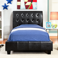 Black Twin Upholstered Bluetooth Speaker Bed