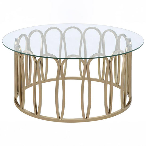 Round Glass & Brass Finish Coffee Table
