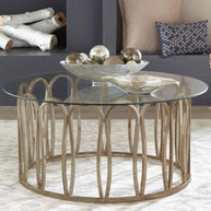 Round Glass & Brass Finish Coffee Table