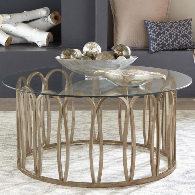 Round Glass & Brass Finish Coffee Table