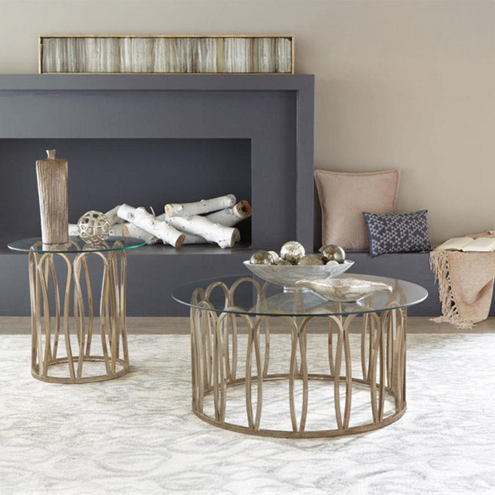 Round Glass & Brass Finish Coffee Table