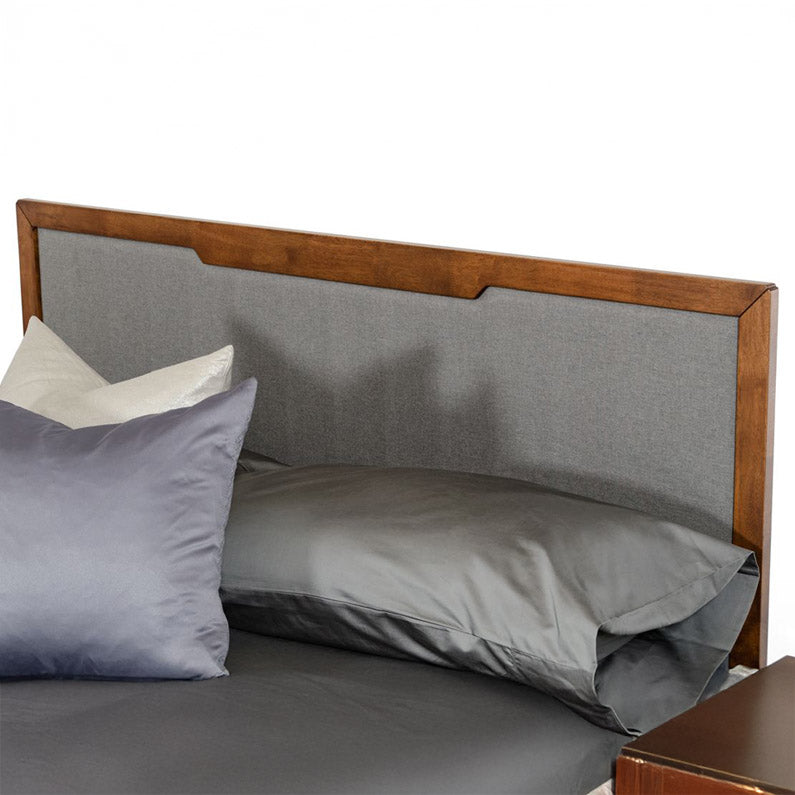 Walnut & Gray Mid-Century Bed Frame