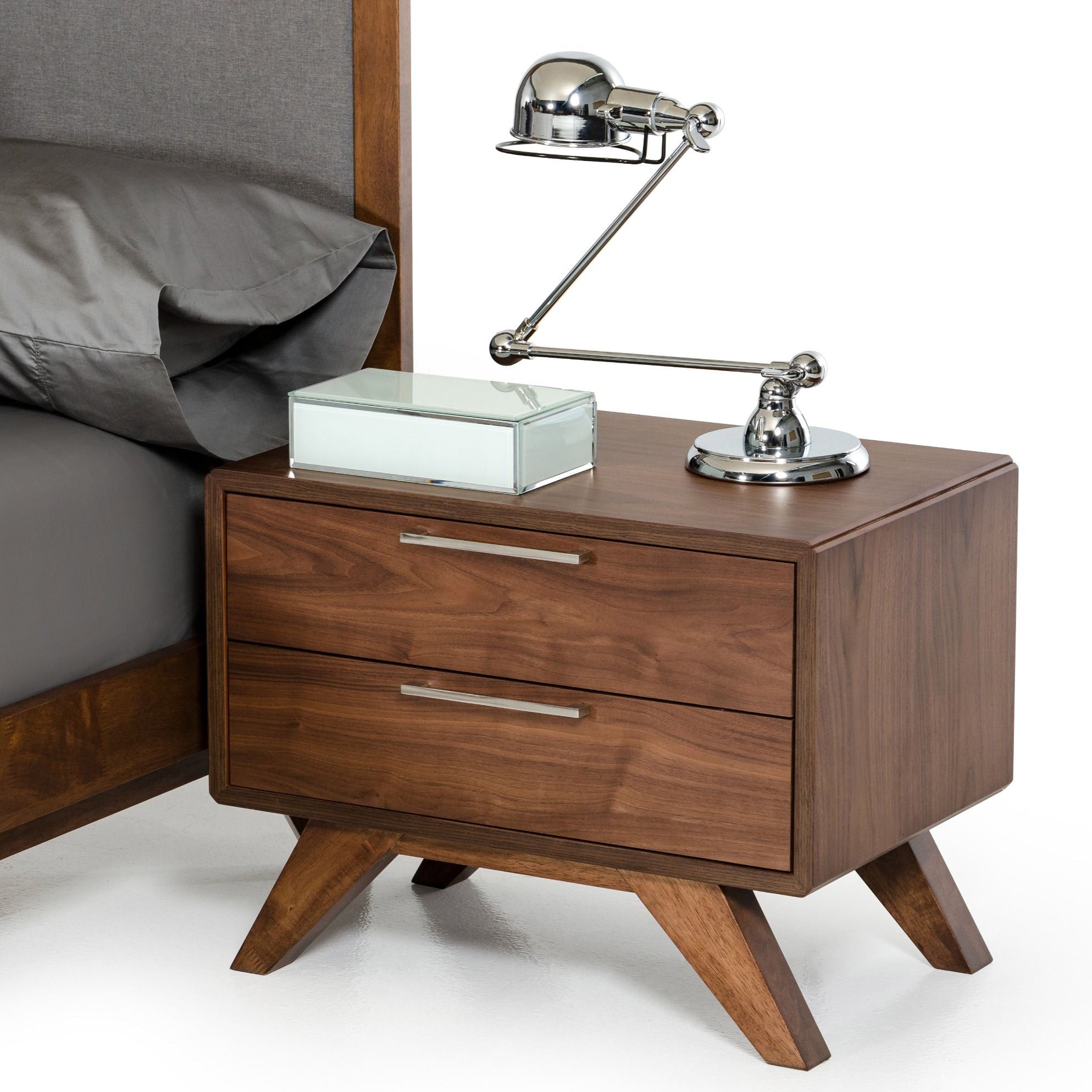 Walnut Mid-Century Nightstand