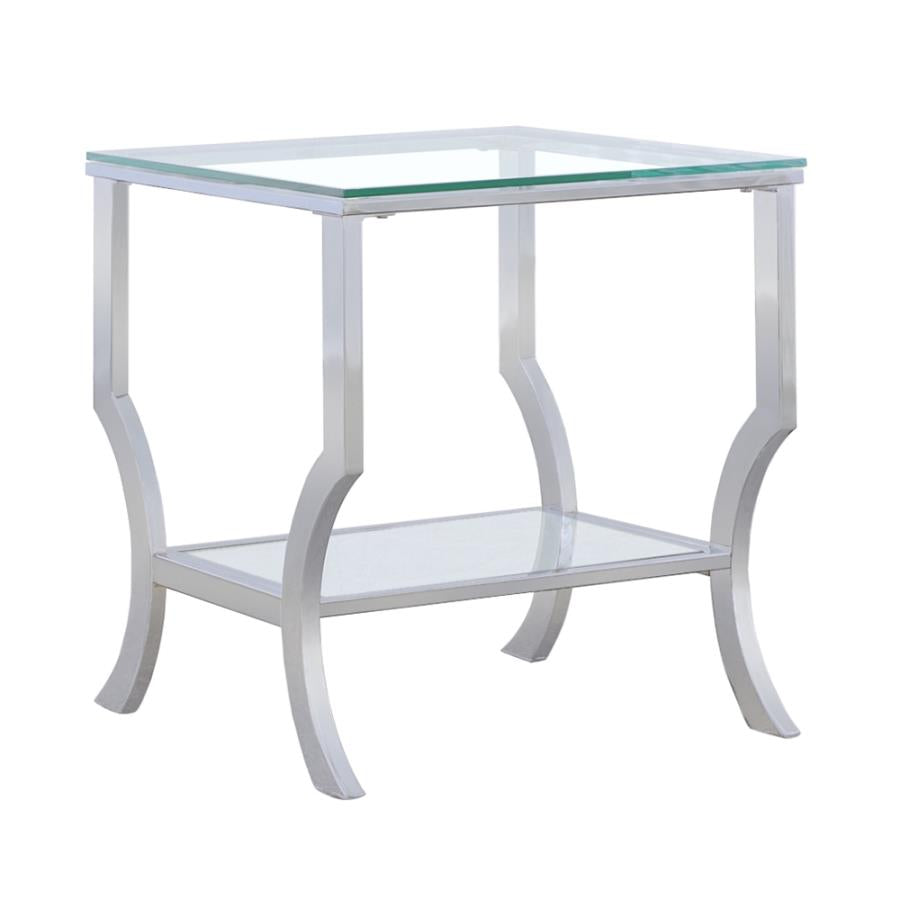 Square Chrome & Glass End Table