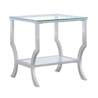 Square Chrome & Glass End Table
